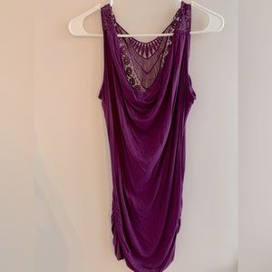 Purple Tank Top Lace Detailed Back